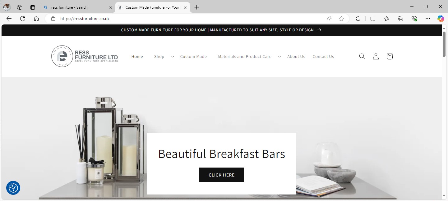 RESS Furniture Shopify website