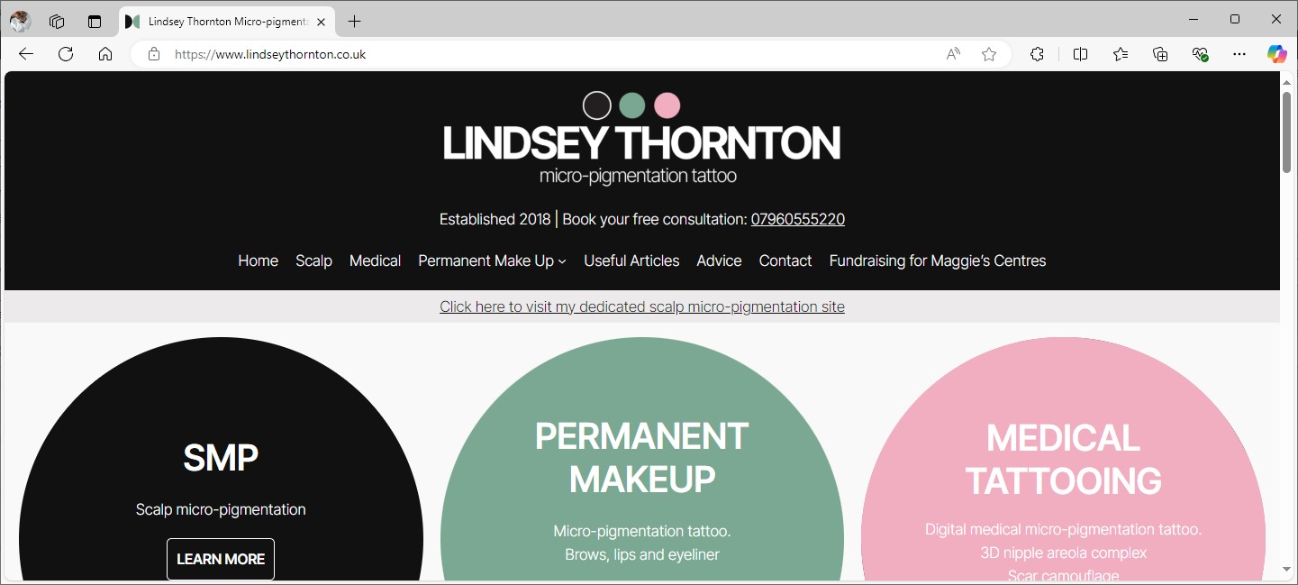 Website for scalp micro-pigmentation service